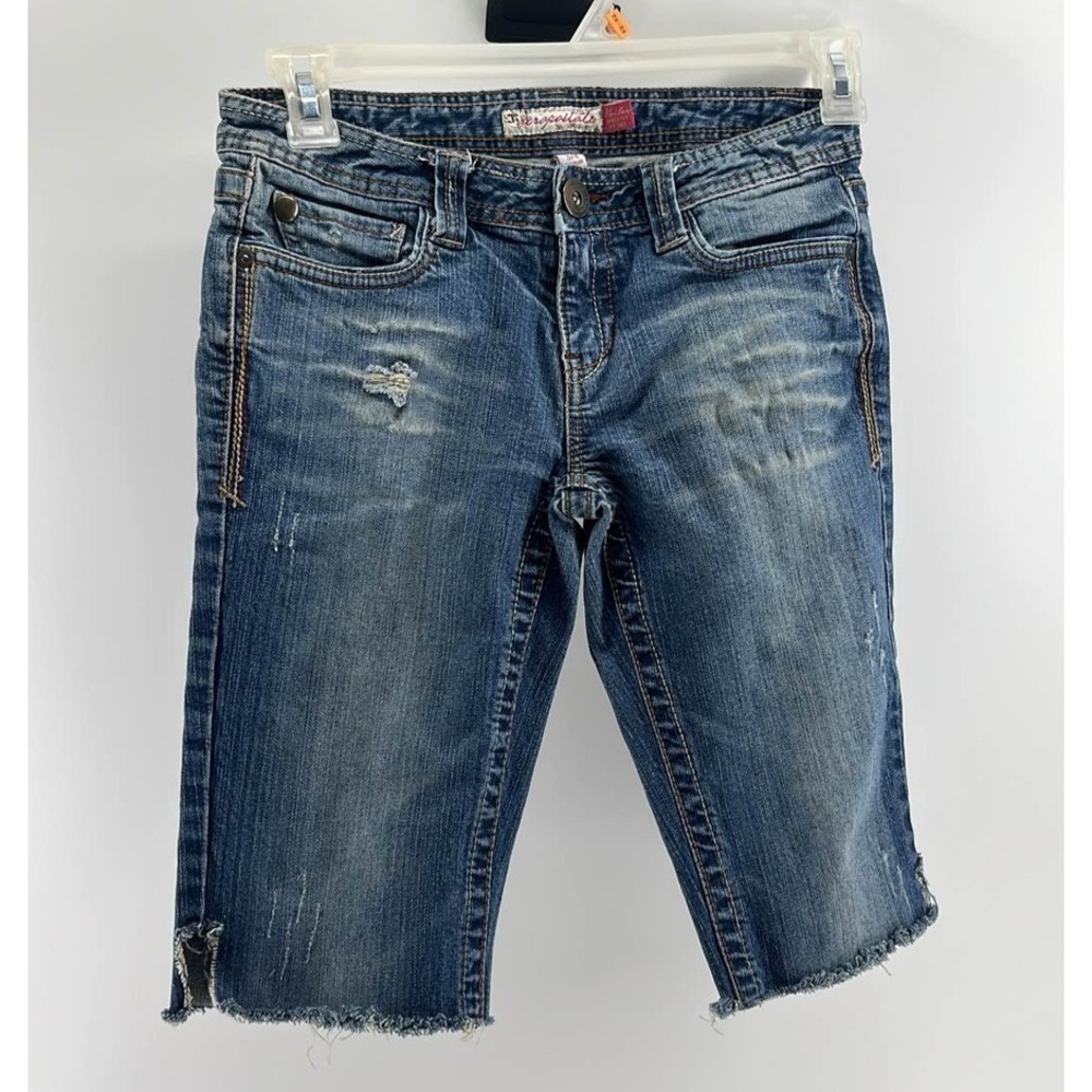 Aeropostale Women's Skinny Ankle Jeans Distressed Raw Hem Blue sz 3/4